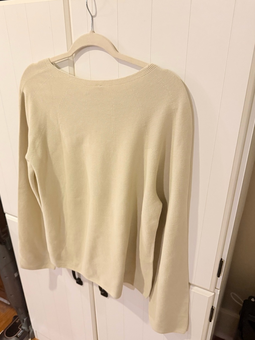 UNIQLO 3D Knit Cotton Boat Neck Sweater Beige Large Quiet Luxury Minimalist Fall - Picture 3 of 5
